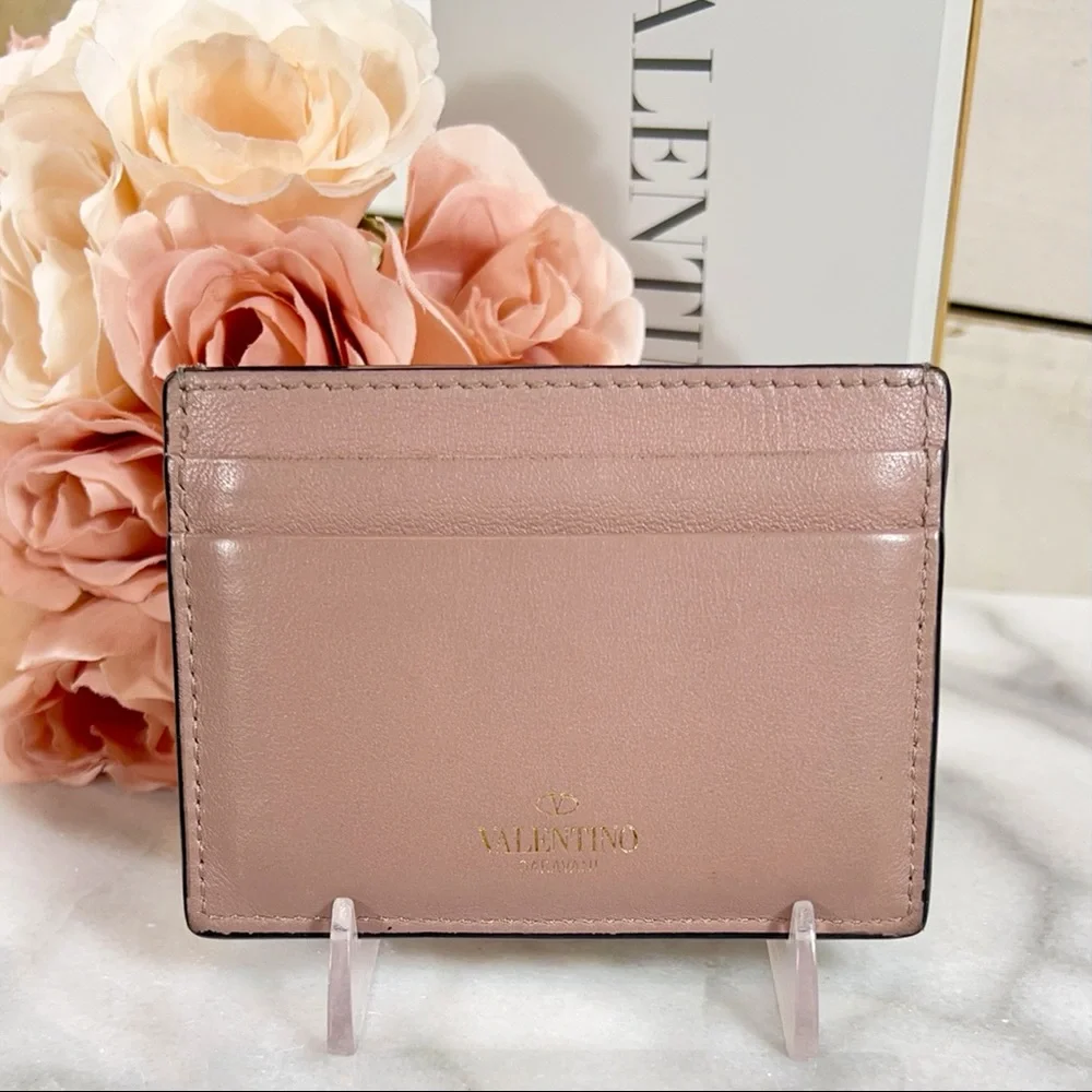 Valentino Garavani Blush Pink Rockstud Card Holder